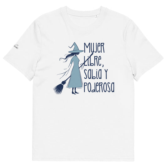 Camiseta mujer con símbolo de bruja, rebeldía femenina, poder interior y libertad personal