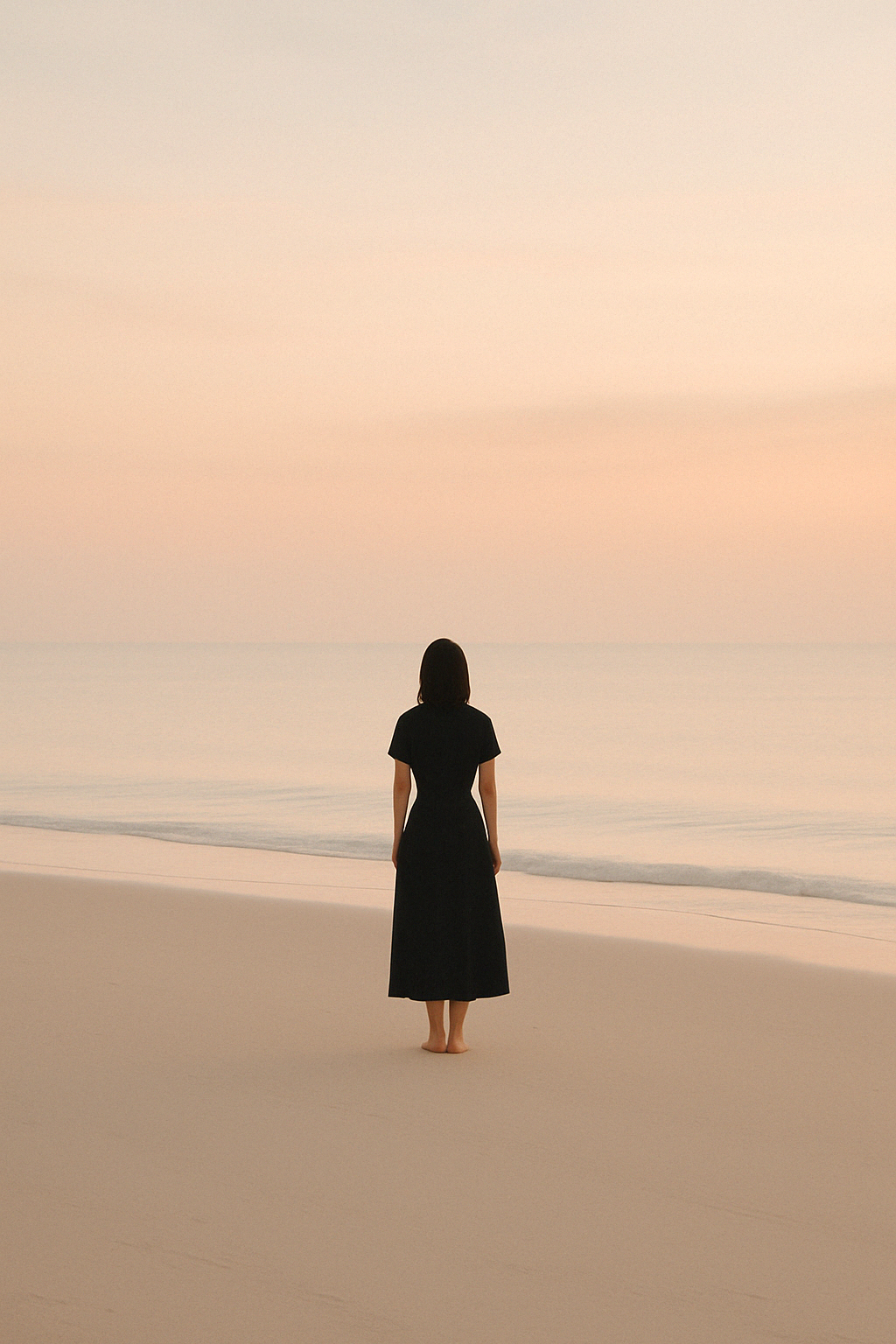 Imagen minimalista de una persona en soledad consciente, en armonía con su libertad interior