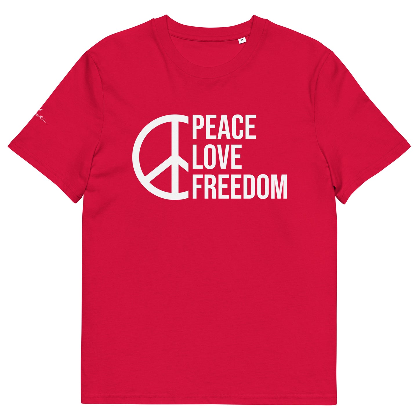 Camiseta con mensaje Peace Love Freedom, espíritu hippie, libertad de pensamiento y amor universal