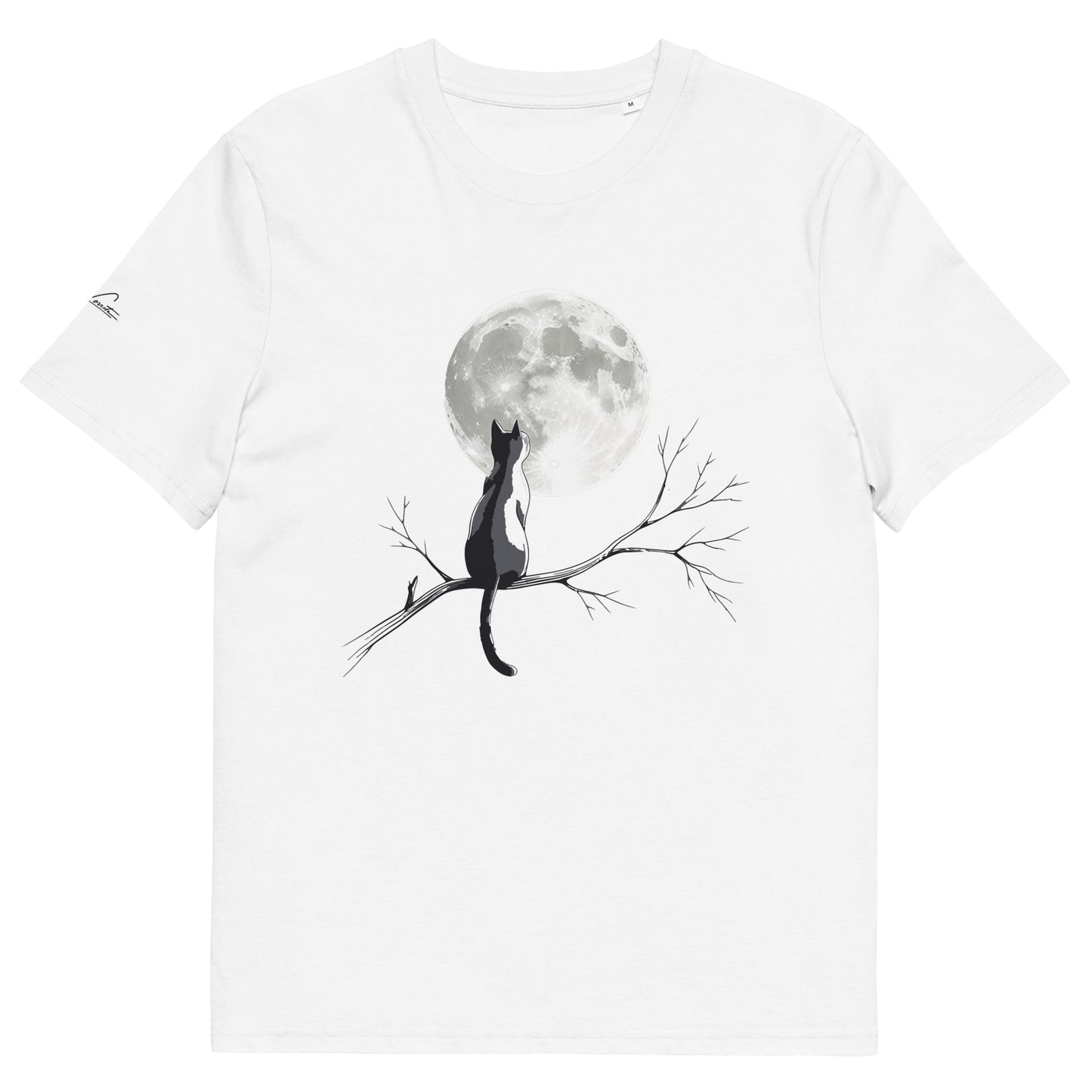 Camiseta con luna llena y gata, energía femenina, conexión con lo intuitivo y poder nocturno

