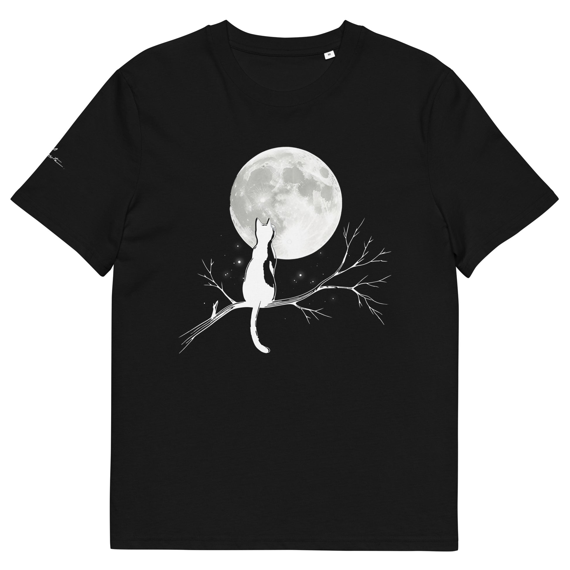 Camiseta con luna llena y gata, energía femenina, conexión con lo intuitivo y poder nocturno