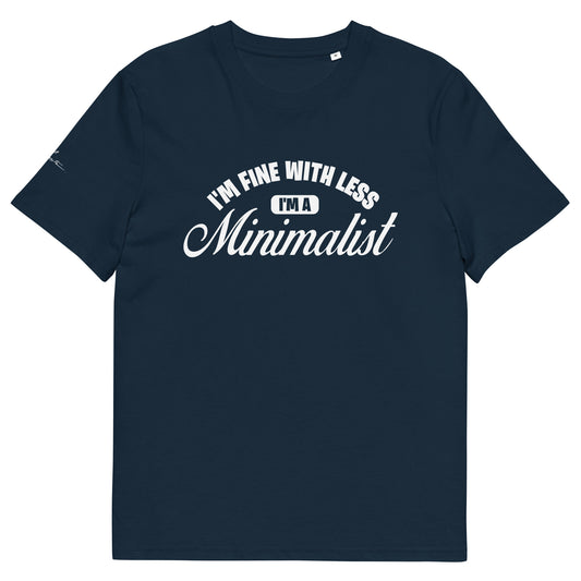 Camiseta con mensaje minimalista, vida con menos cosas y más sentido, estilo sencillo y consciente

